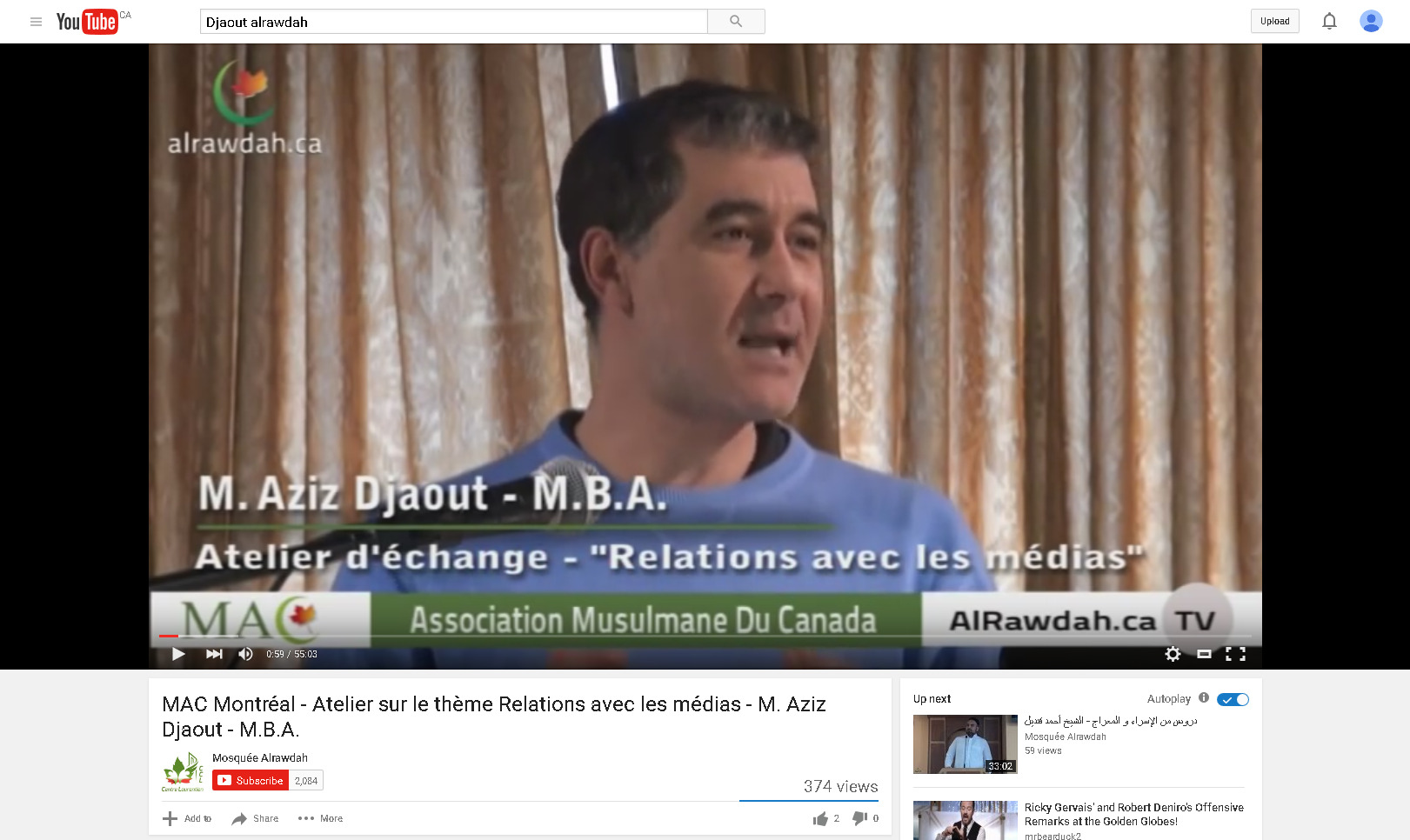 MAC Montréal - Atelier sur le thème Relations avec les médias - M. Aziz Djaout - M.B.A. - YouTube 2016-01-28 10-59-40